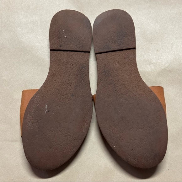 Madewell The Boardwalk Post Slide Sandal in Leather Desert Camel - Picture 3 of 7